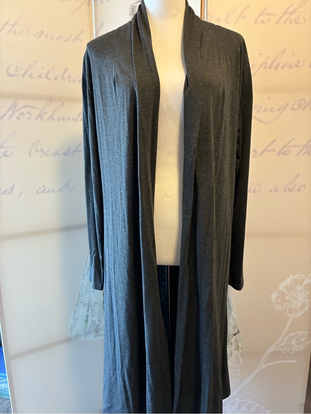 Open-Front Long Women's Cardigan Sweater - Dark Gray